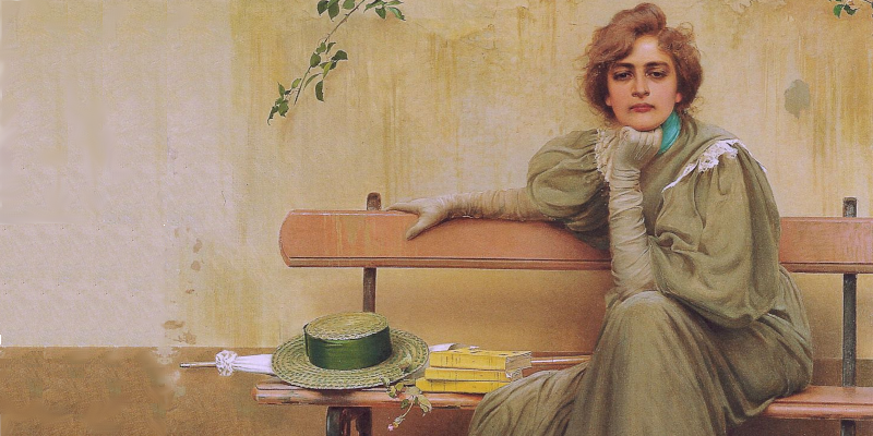 donna di inizio Novecento con libri