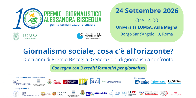 X Premio giornalistico Alessandra Bisceglia per la comunicazione sociale