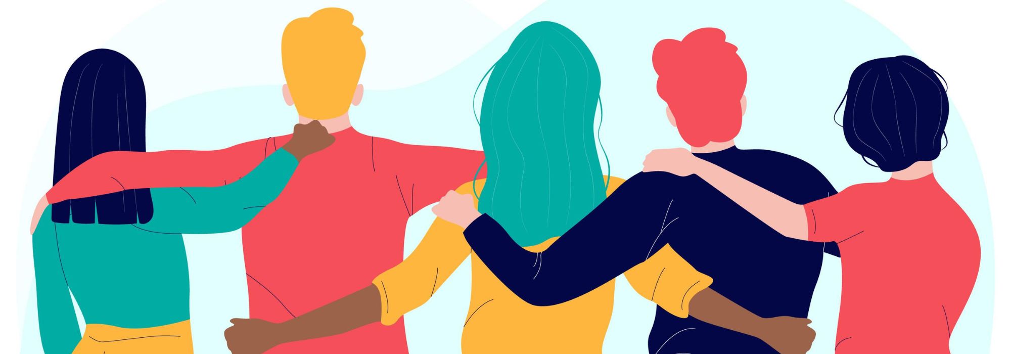 Grafica vettoriale con ragazzi che si abbracciano