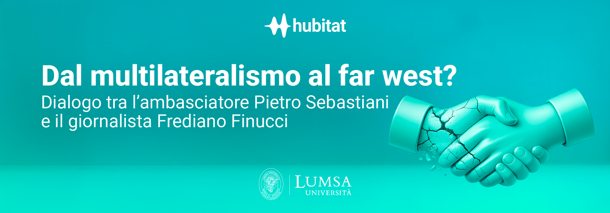 https://backoffice.lumsa.itGrafica mani che si stringono per il podcast Hubitat