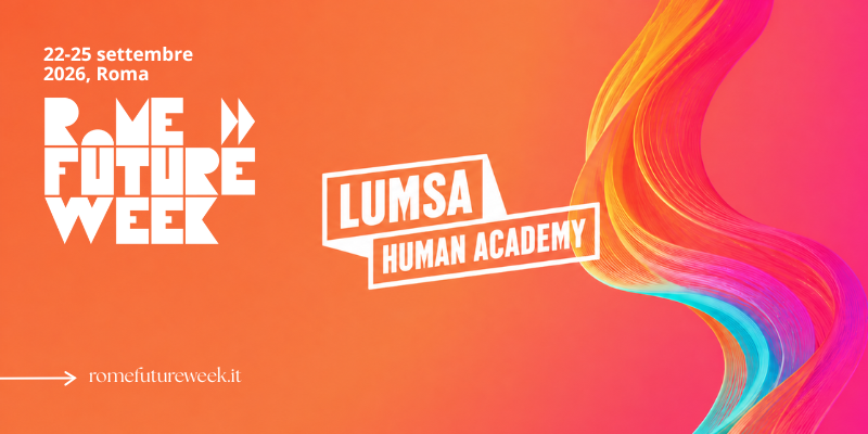 Grafica Rome Future Week con colori rosa e arancio