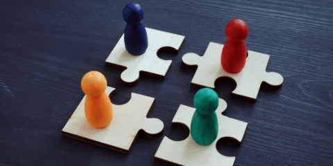 Pedine su pezzi di puzzle