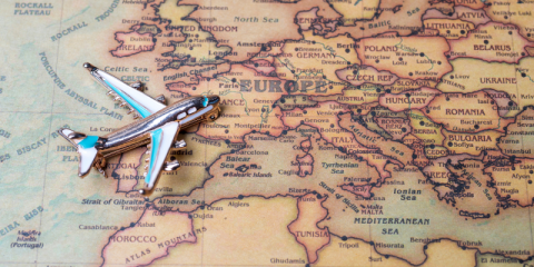 Mappamondo con le lingue e l'Europa
